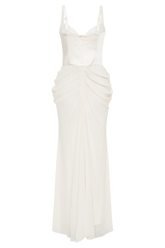 Leila Satin Corset Maxi Dress - Ivory